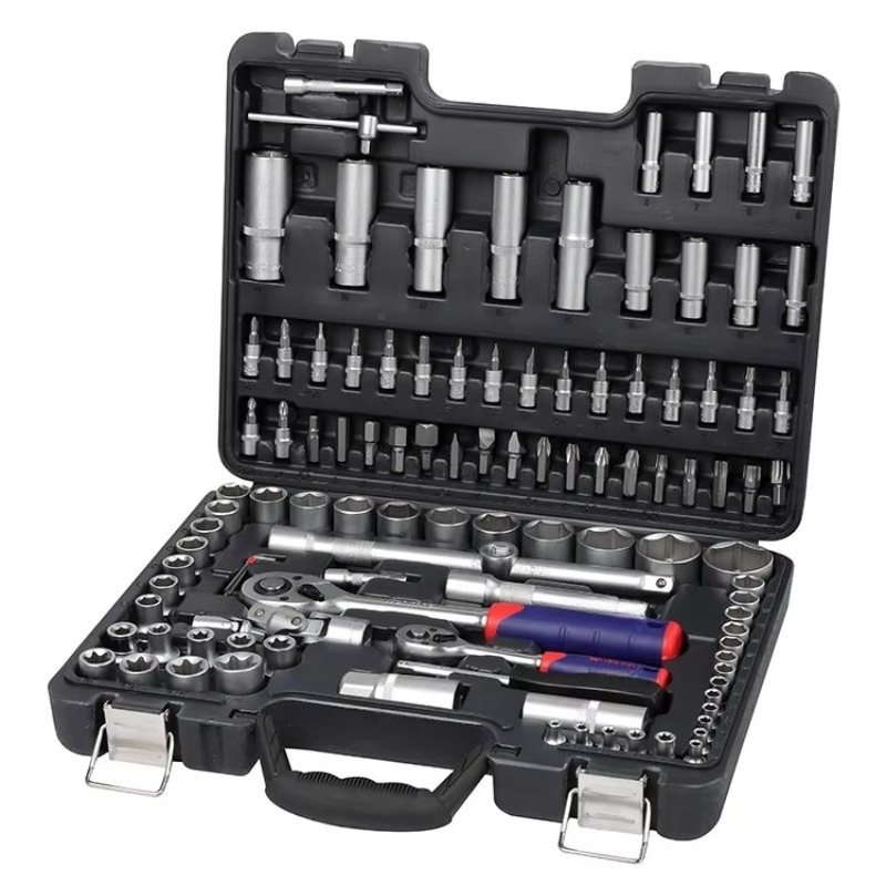 Power Tools Repairs - ชุดเครื่องมือซ่อมรถยนต์ระดับมืออาชีพ 108 ชิ้น ชุดเครื่องมือประแจและซ็อกเก็ตเหล็ก CRV พร้อมกล่องเก็บแข็งแรง