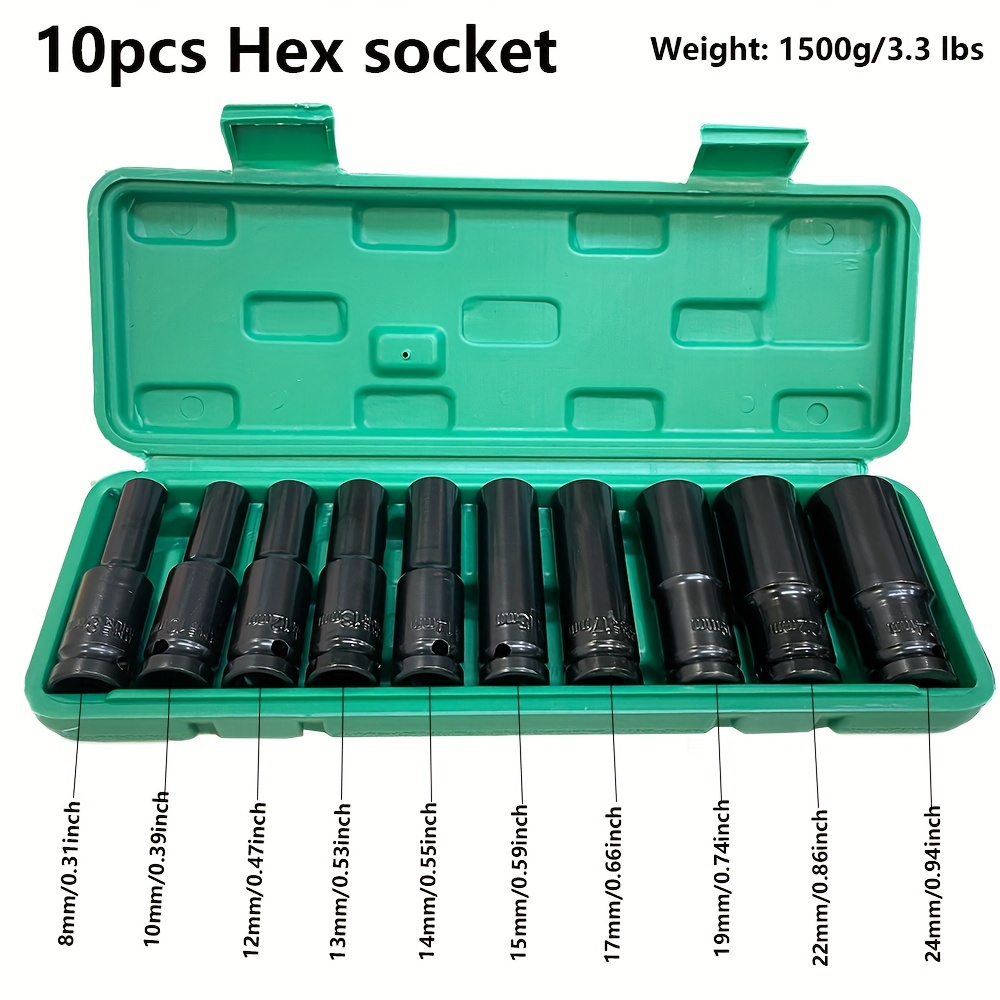 Power Tools List - ชุดบล็อกขันน็อต 10 ชิ้น ขนาด 1/2 นิ้ว