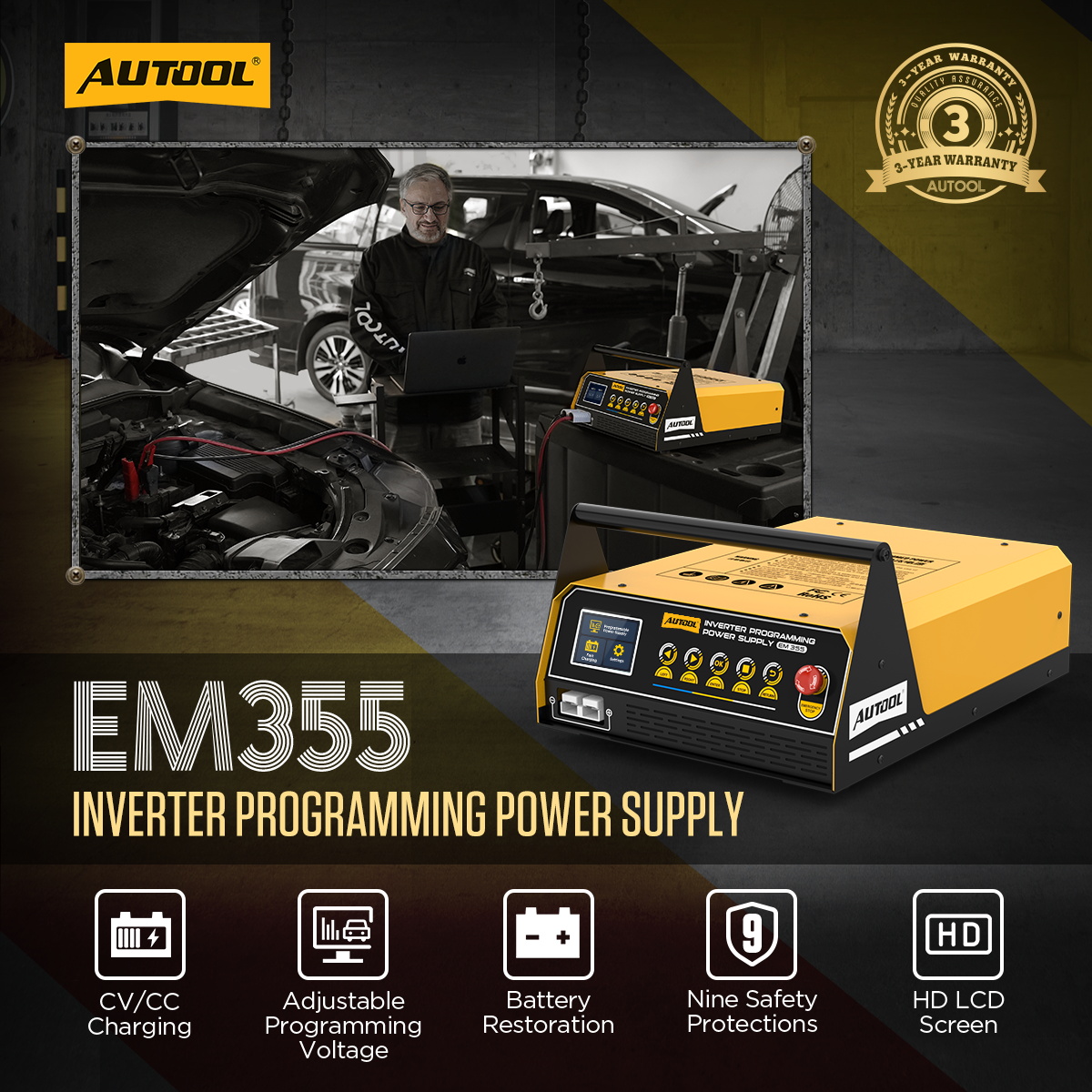 AUTOOL EM355 อุปกรณ์จ่ายไฟสำหร - Power Tools Automotive บทวิจารณ์และราคา